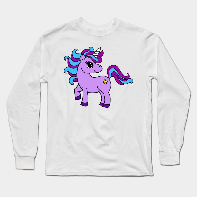 purple unicorn Long Sleeve T-Shirt by wildmagnolia